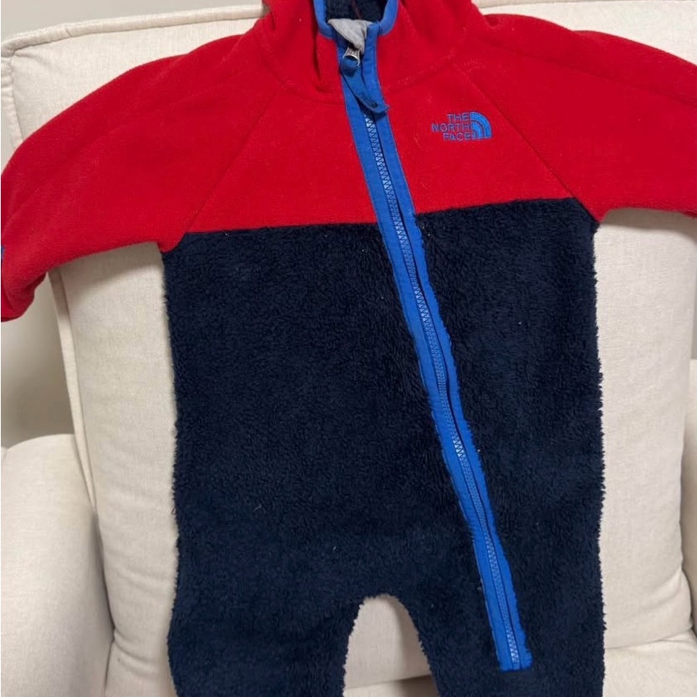 The North Face Red and Blue Baby Fleece Bunting